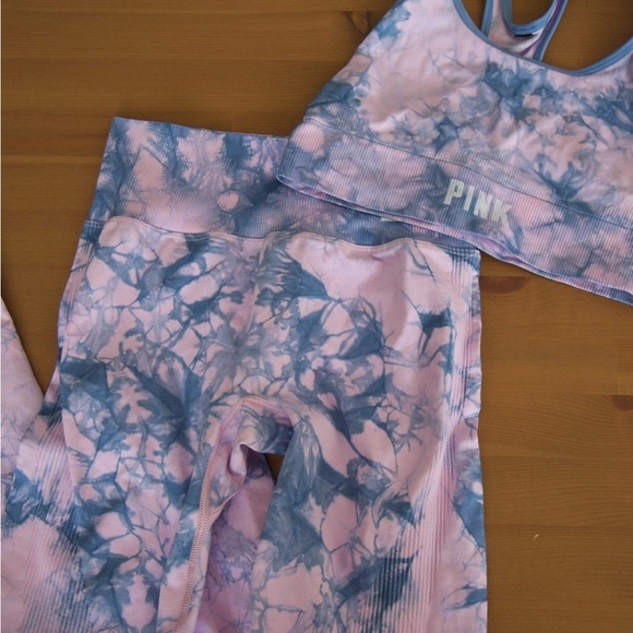 PINK Victoria's Secret Tops - PINK Victoria's Secret sport Tie-Dye Crop Top in Pink and Blue size xs